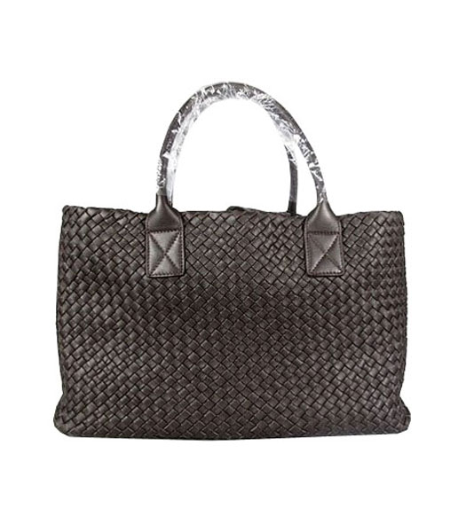 Bottega Veneta Papavero tessuto Cabas agnello borsa in Dark Cof